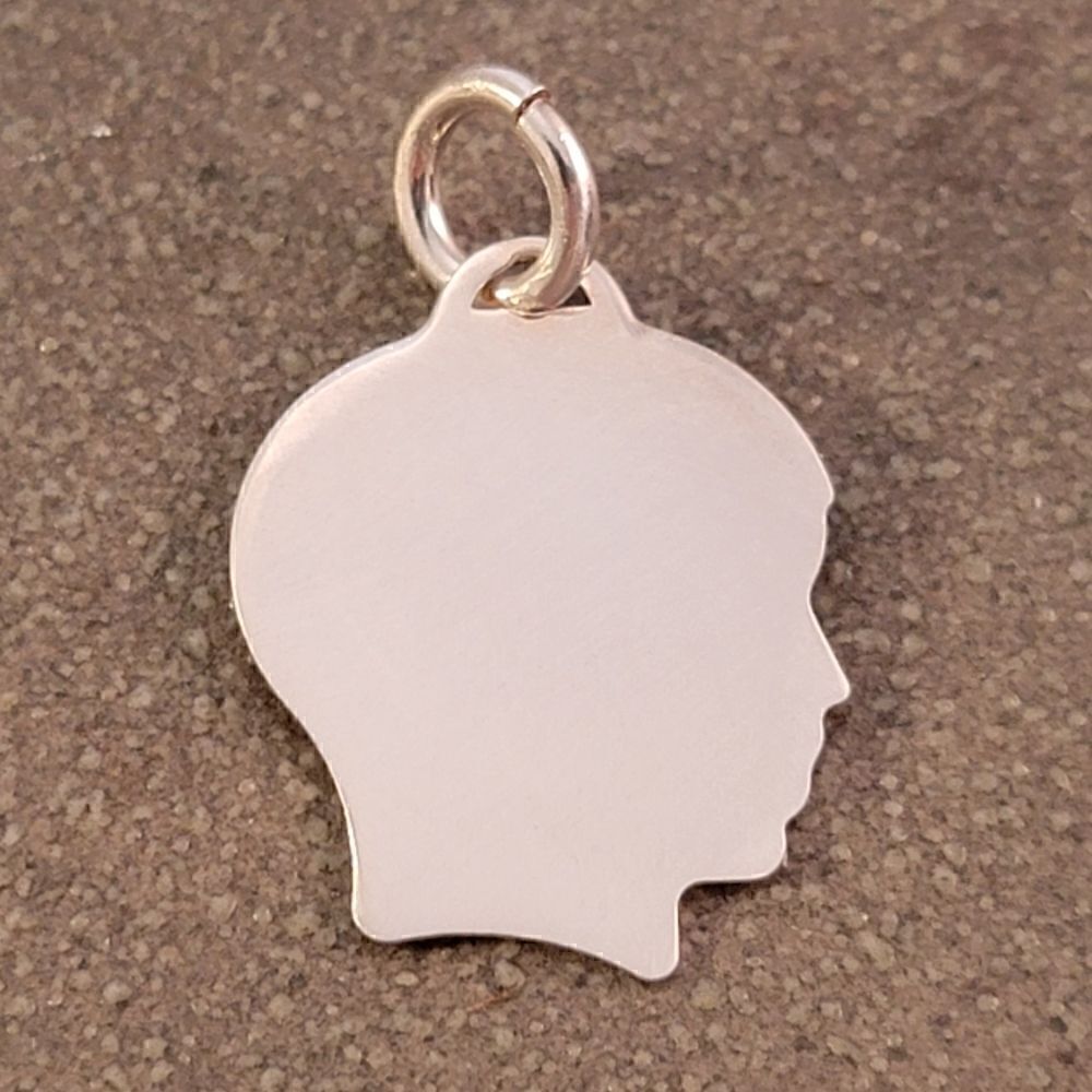 Vintage Sterling Silver Boy Head Engravable Charm